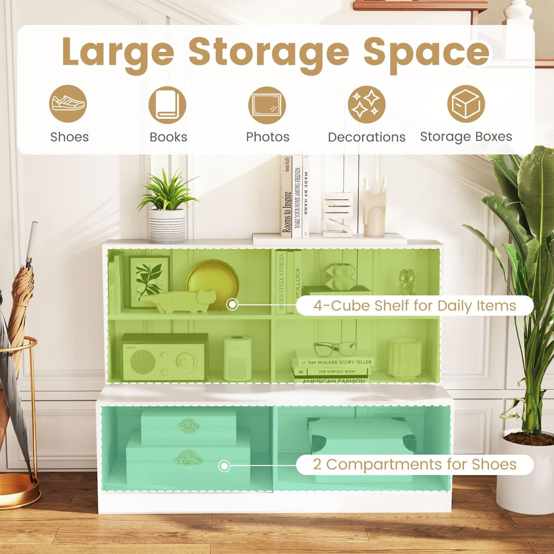 Giantex Storage Bench with Shelf 3-Tier Entryway Storage Cabinet w/Seat