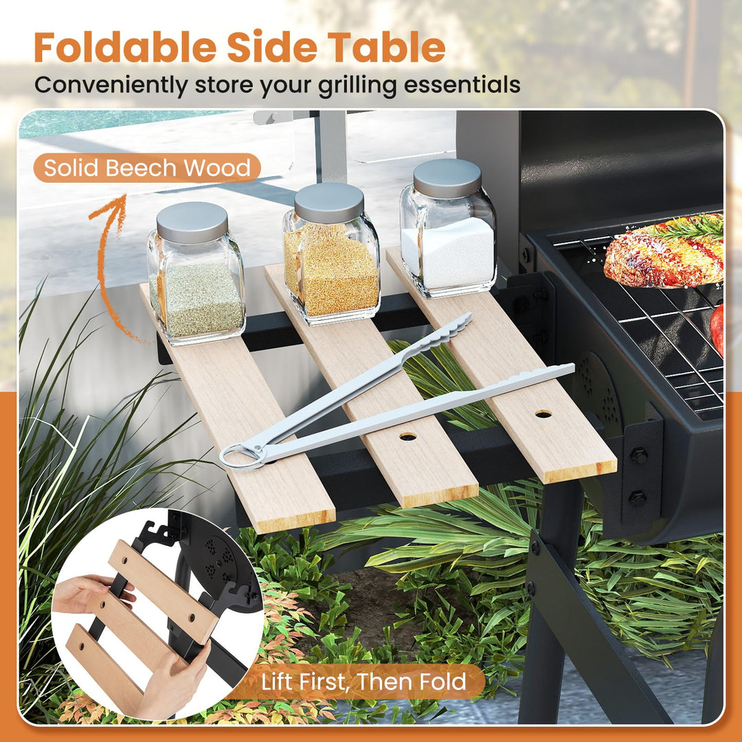 Giantex Portable Charcoal Grill with Foldable Side Table