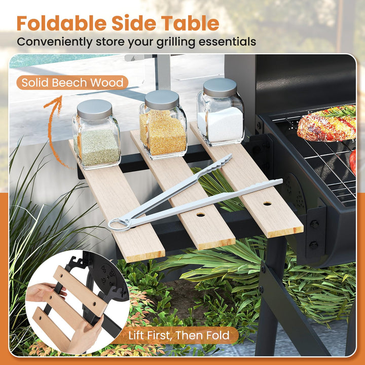 Giantex Portable Charcoal Grill with Foldable Side Table