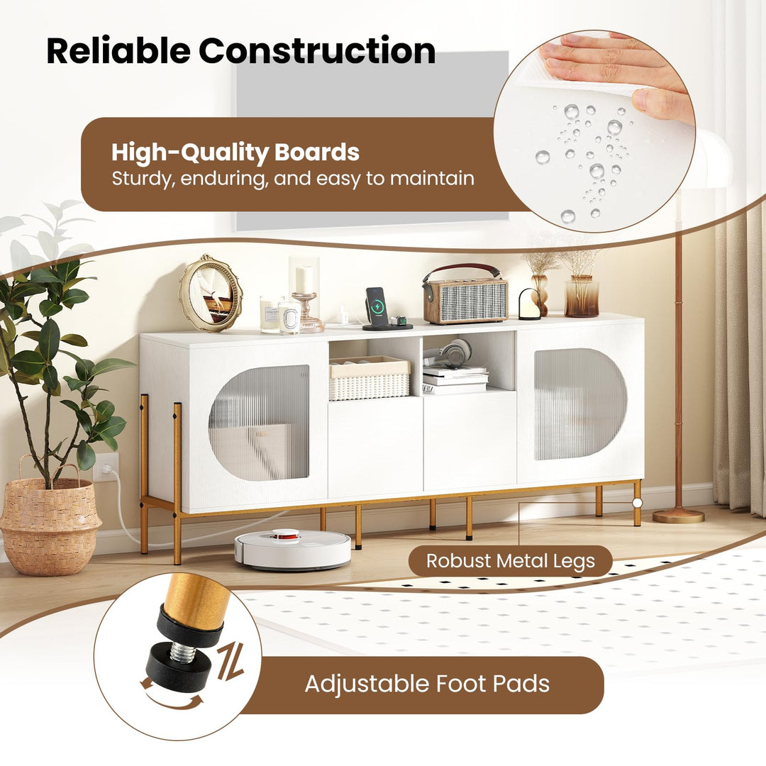 Giantex White TV Stand for TVs up to 70" Modern Entertainment Center with Power Outlets