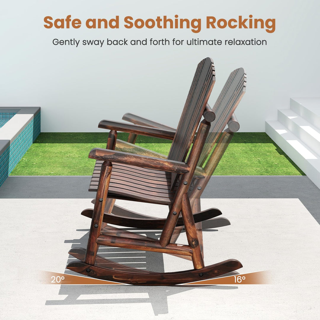 Giantex 1/2 Pcs Outdoor Wooden Rocking Bench（51”x38”x46”）