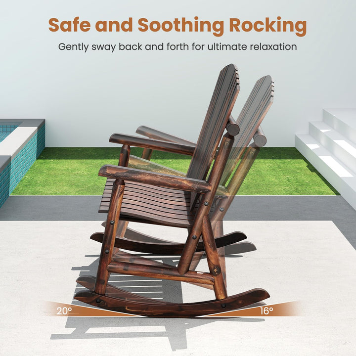 Giantex 1/2 Pcs Outdoor Wooden Rocking Bench（51”x38”x46”）