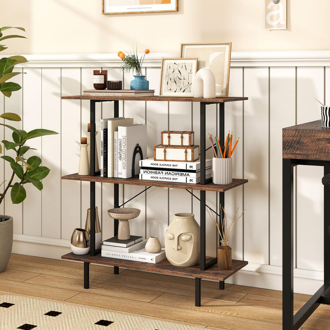 GIANTEX 31.5" Wide 3-Tier Industrial Bookcase with Open Shelves (1/2)