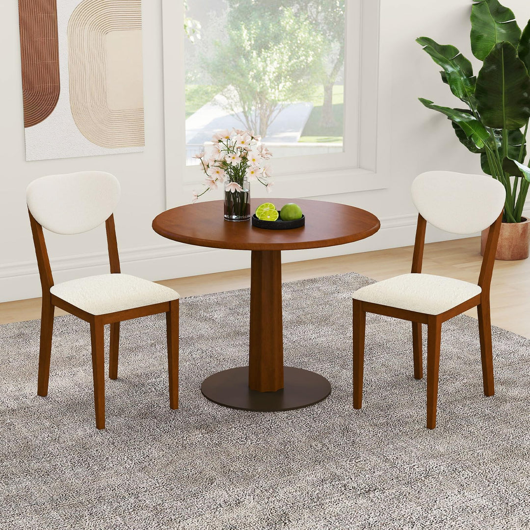 Giantex Sherpa Dining Chairs Set of 4 Modern Kitchen Chair w/Rubber Wood Legs