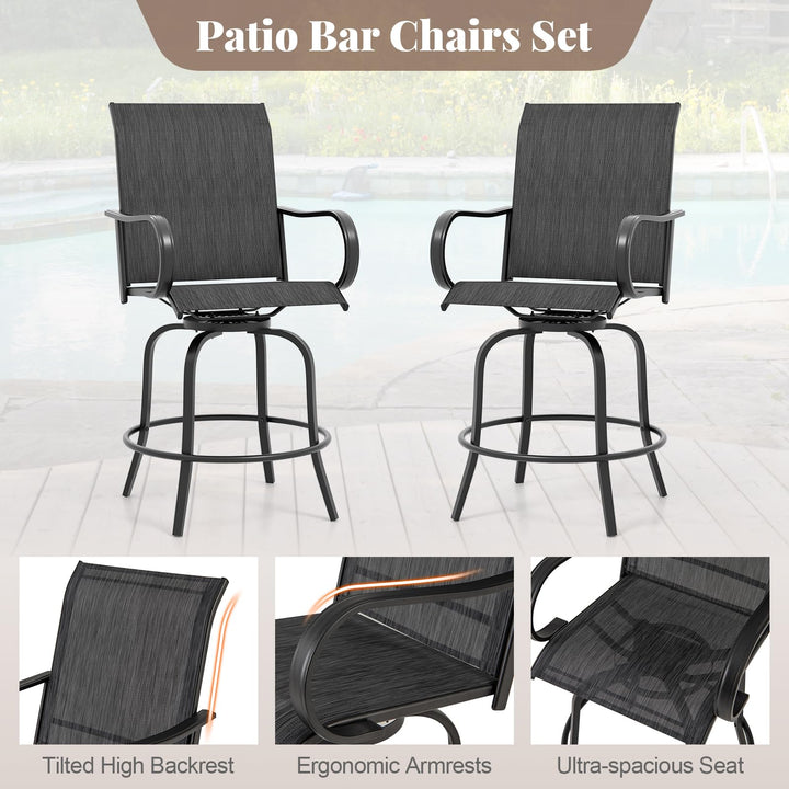 Giantex Swivel Outdoor Bar Stools, All-Weather Bar Height Patio Chairs