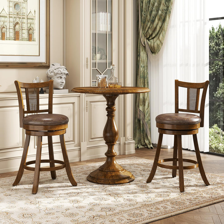 Giantex 25" Bar Stools Set Swivel Counter Height Bar Chairs with PE Rattan Back