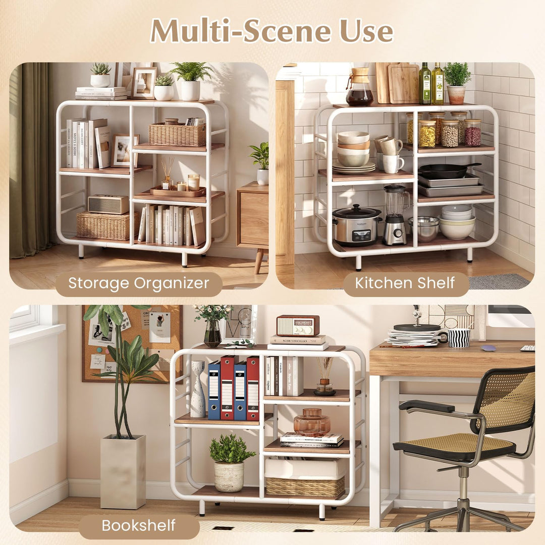 Giantex 5-Tier Industrial Bookcas Book Shelf Storage Organizer with Metal Frame