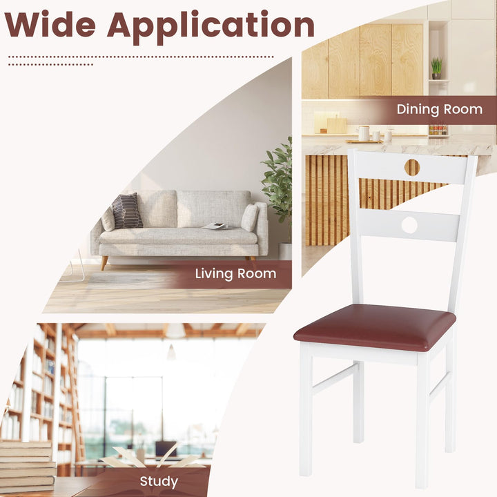 Giantex PU Leather Upholstered Kitchen Chairs w/Hollowed Backrest & Padded Seat