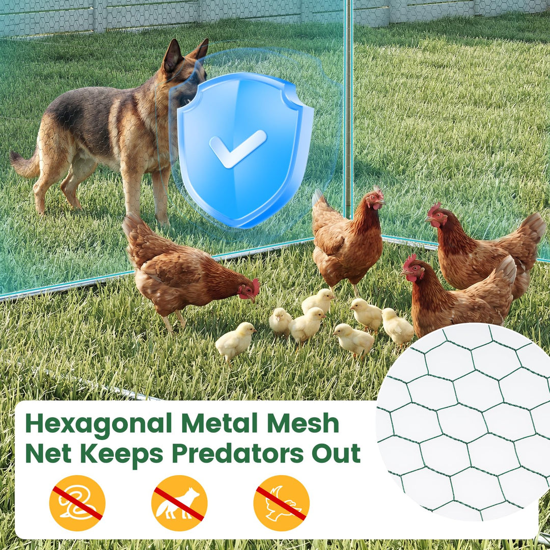 Giantex 9.8 x 6.7 x 6.6 FT Large Metal Chicken Coop with Waterproof Cover