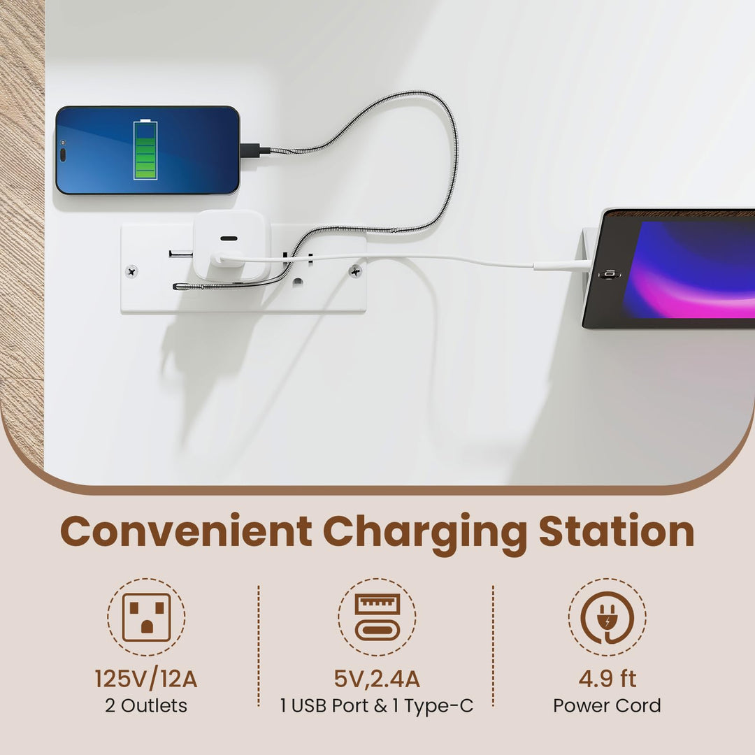 Giantex 43.5" Computer Desk with Power Outlets