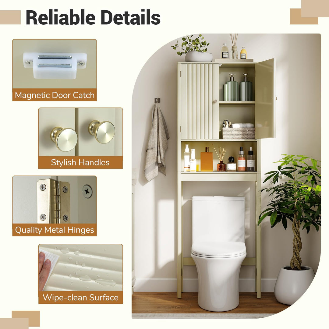 Giantex Over The Toilet Storage Cabinet with Fluted Doors