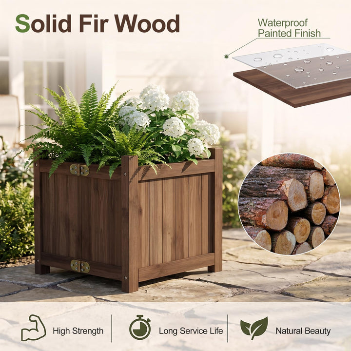 GIANTEX 15" Folding Wooden Planter Box with Removable Bottom (1/2)