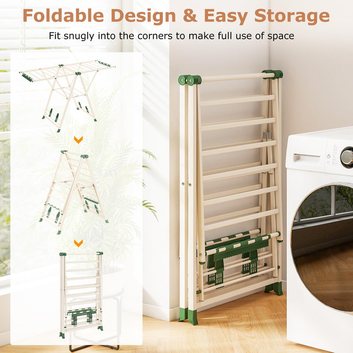 Giantex 64 Inches Clothes Drying Rack with Height Adjustable Wings