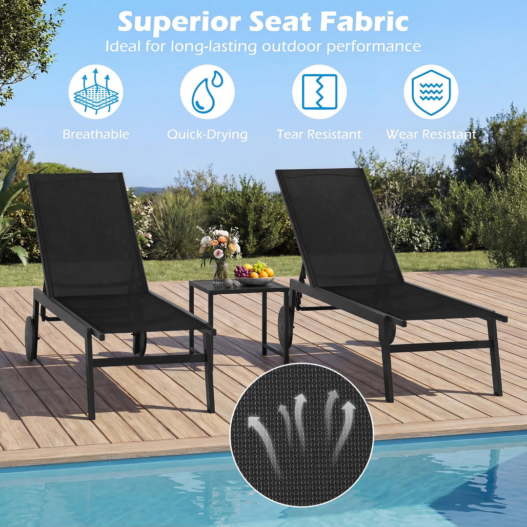 Giantex Patio Chaise Lounge Chair with Wheels and 6-Level Adjustable Backrest (1/2)