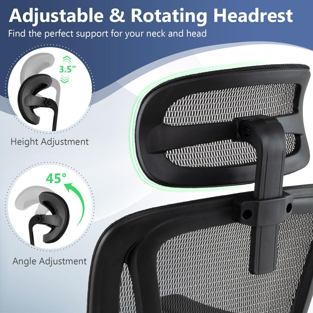 Giantex Mesh Office Chair, Ergonomic Desk Chair with Rotating Headrest