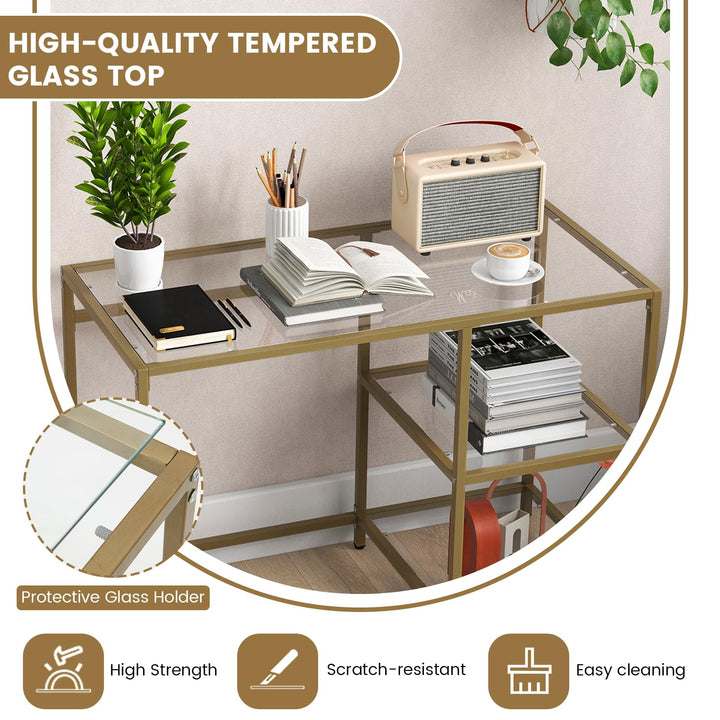 Giantex 42 Inch Home Office Desk with Tempered Glass