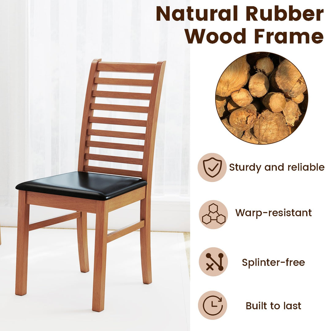 Giantex Wooden Dining Chairs Set PU Leather Upholstered Kitchen Armless Chairs w/Rubber Wood Legs
