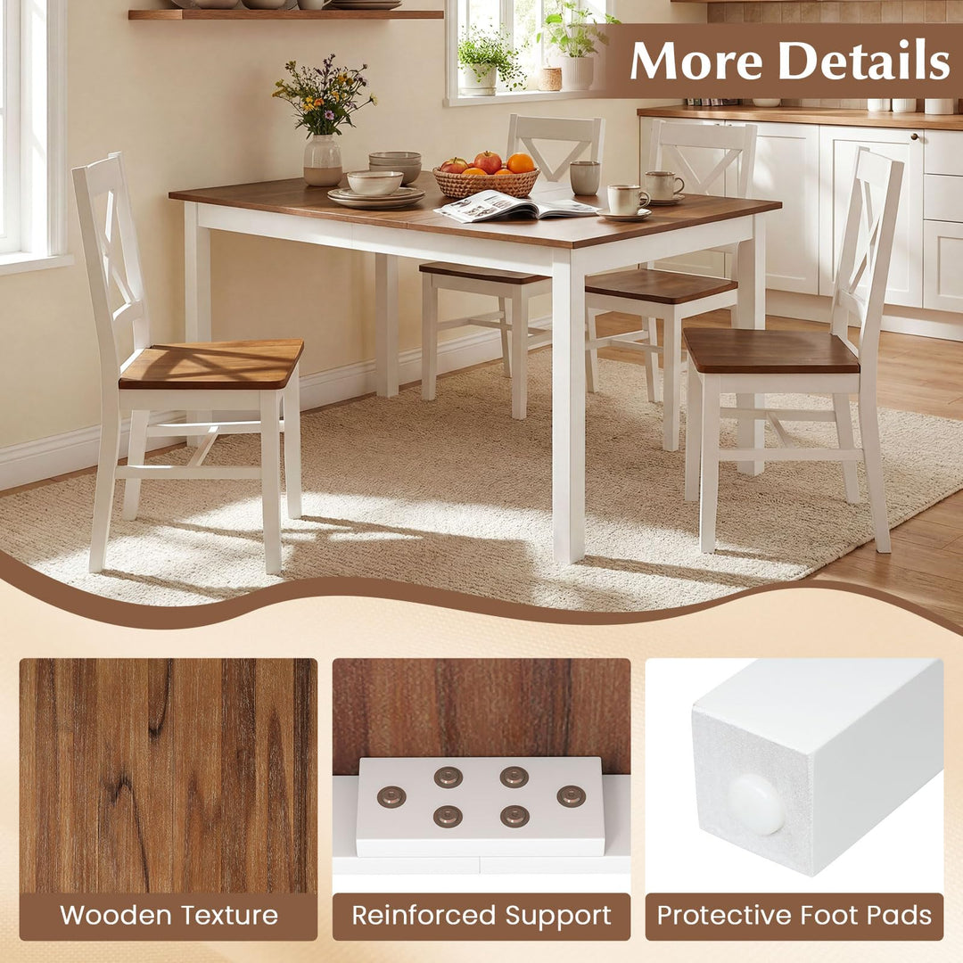Giantex 60-inches Rectangular Dinner Tables with Solid Rubber Wood Legs