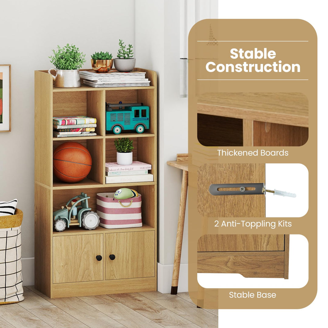 Giantex 4 Tier Bookcase with Doors for Living Room