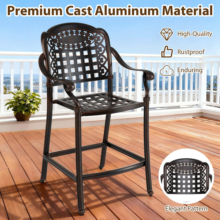 Giantex Outdoor Bar Stools Set of 2/4 Cast Aluminum