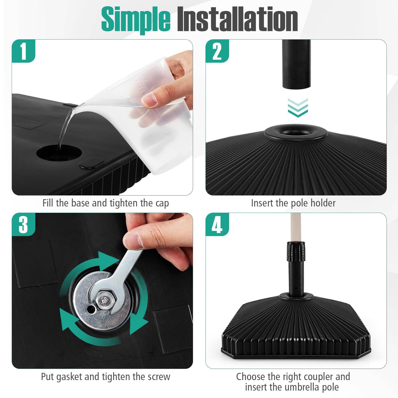 Giantex 44 lbs HDPE Square Fillable Umbrella Base