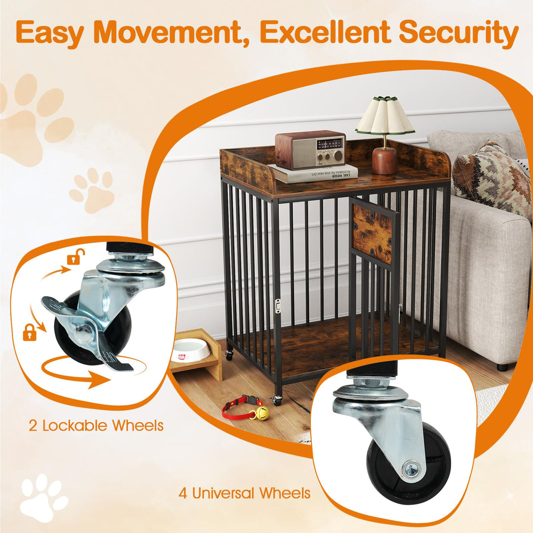 Giantex Dog Crate Furniture with Lockable Door & Wheels