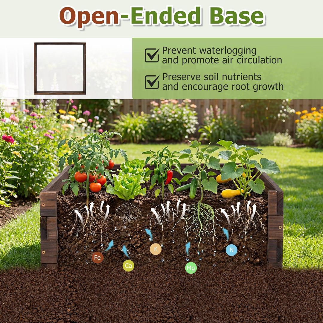 Giantex 23" x 23" Square Wooden Raised Garden Bed (1/2)