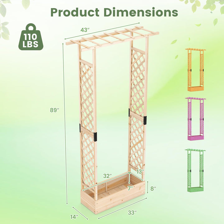 Giantex Wooden Raised Garden Bed with Trellis & Hanging Roof