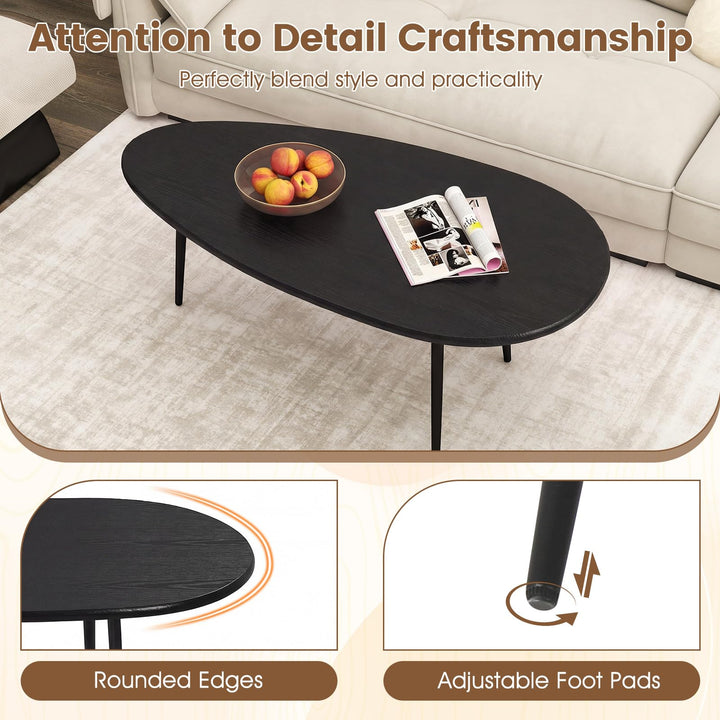 Giantex Oval Coffee Table | Mid Century Modern Center Table with Sturdy Metal Frame and Compact Design