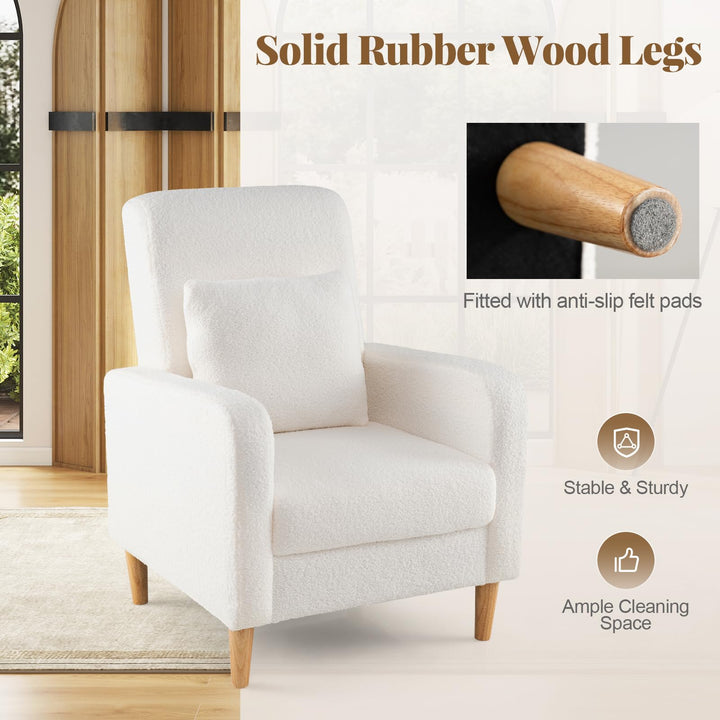 Giantex Modern Accent Chair with Lumbar Pillow Teddy Fleece Cover