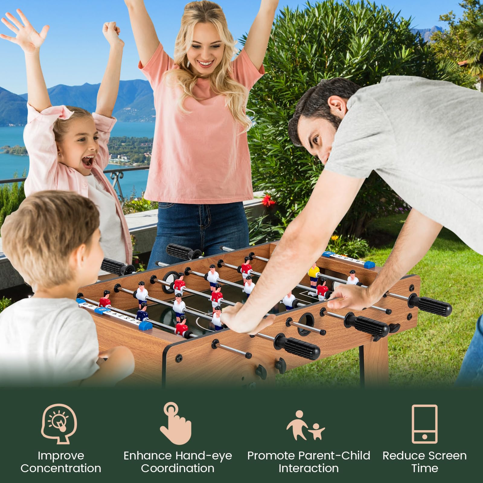 Giantex Folding Foosball Table, Space Saving Arcade Table Soccer with Durable Handle
