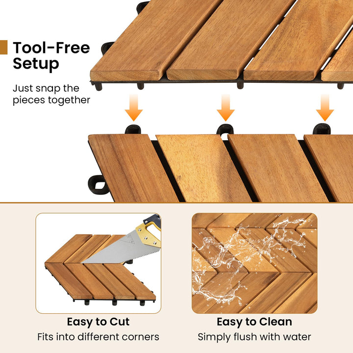 Giantex 30 PCS Interlocking Patio Flooring Tiles with Drainage Base