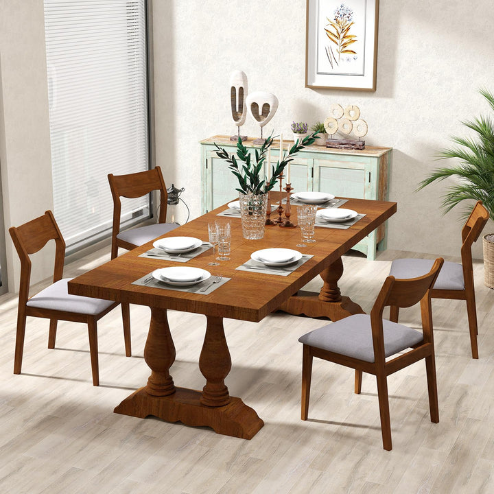 Giantex Wooden Dining Chairs Set of 2/4, Linen Fabric Upholstered Kitchen Chairs w/Rubber Wood Frame