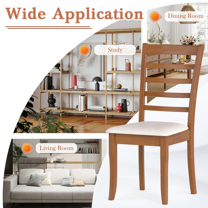Giantex Wooden Dining Chair Set of 2 or 4 w/Rubber Wood Legs High Slatted Backrest