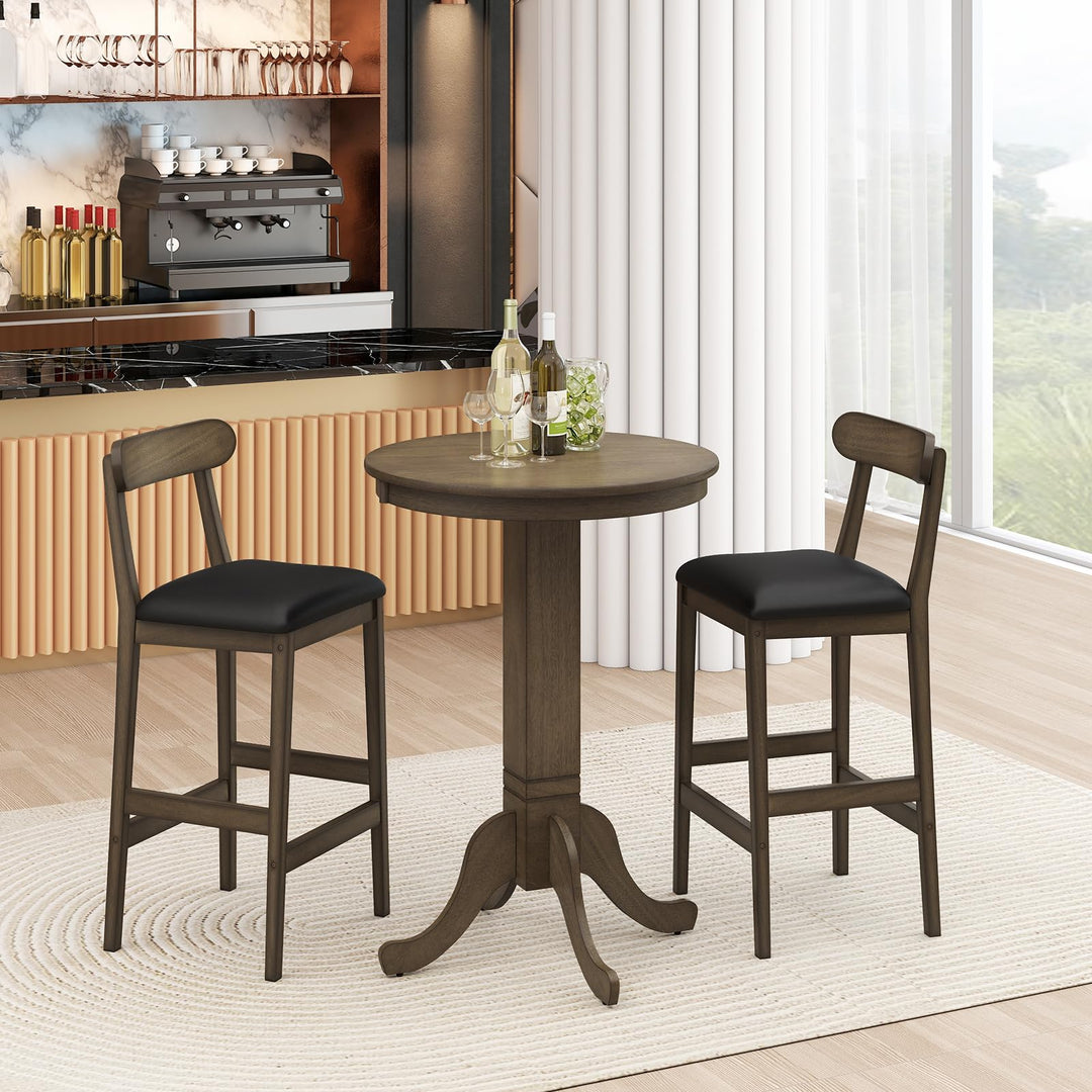 Giantex 3 Pieces Wood Bar Table Set for 2