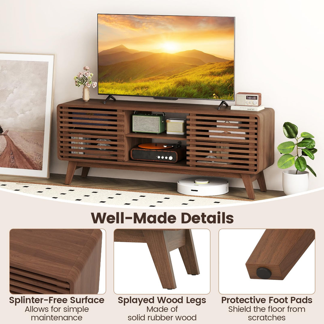 Giantex TV Stand for 60/65 Inch TV | Mid-Century Modern Entertainment Center with Storage Cabinet