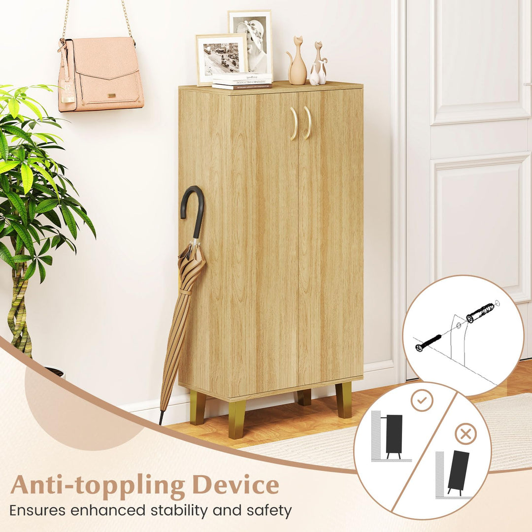 Giantex 6-Tier Modern Freestanding Wooden Shoe Cabinet with Doors and Removable Shelves