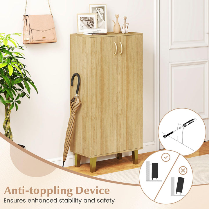 Giantex 6-Tier Modern Freestanding Wooden Shoe Cabinet with Doors and Removable Shelves