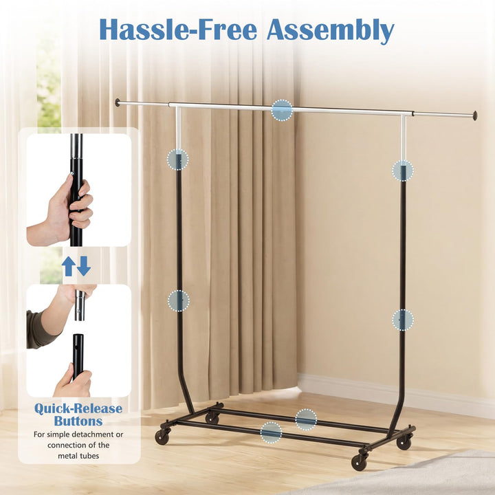 Giantex Extendable Heavy-Duty Rolling Clothing Rack for Hanging Clothes