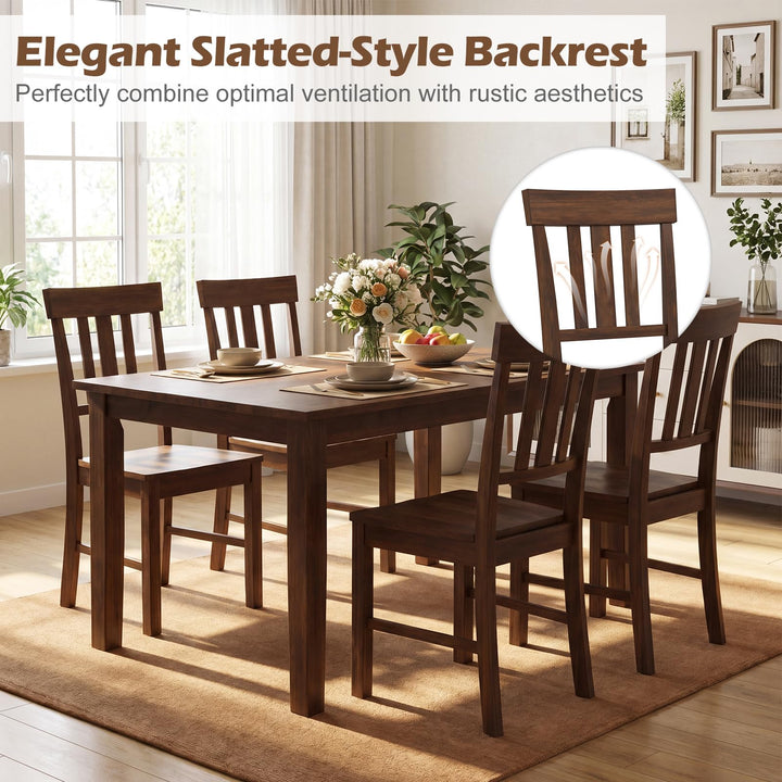 Giantex Wooden Dining Chairs Set of 2/4 with Slat Back &amp; Contoured Seat