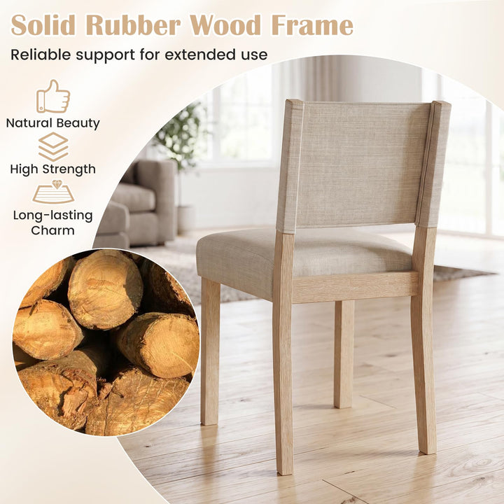 Giantex Set of 2/4 Upholstered Dining Chairs with Linen Fabric Seat