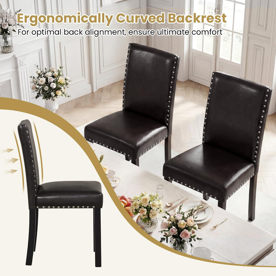 Giantex Dining Chairs Set of 2/4 with Solid Rubber & Bent Wood Legs