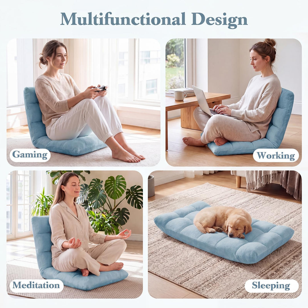 Giantex Folding Floor Chair with Back Support &amp; 14 Adjustable Position