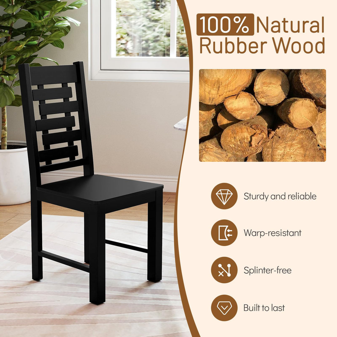 Giantex Wooden Dining Chairs Set 100% Solid Rubber Wood Kitchen Chair with High & Tilted Backrest