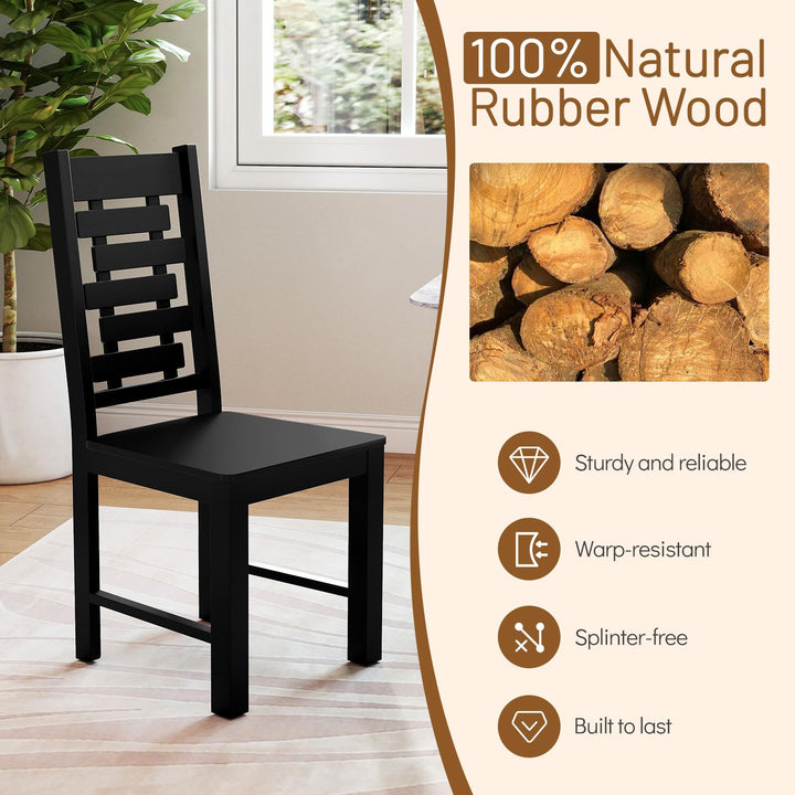 Giantex Wooden Dining Chairs Set 100% Solid Rubber Wood Kitchen Chair with High & Tilted Backrest