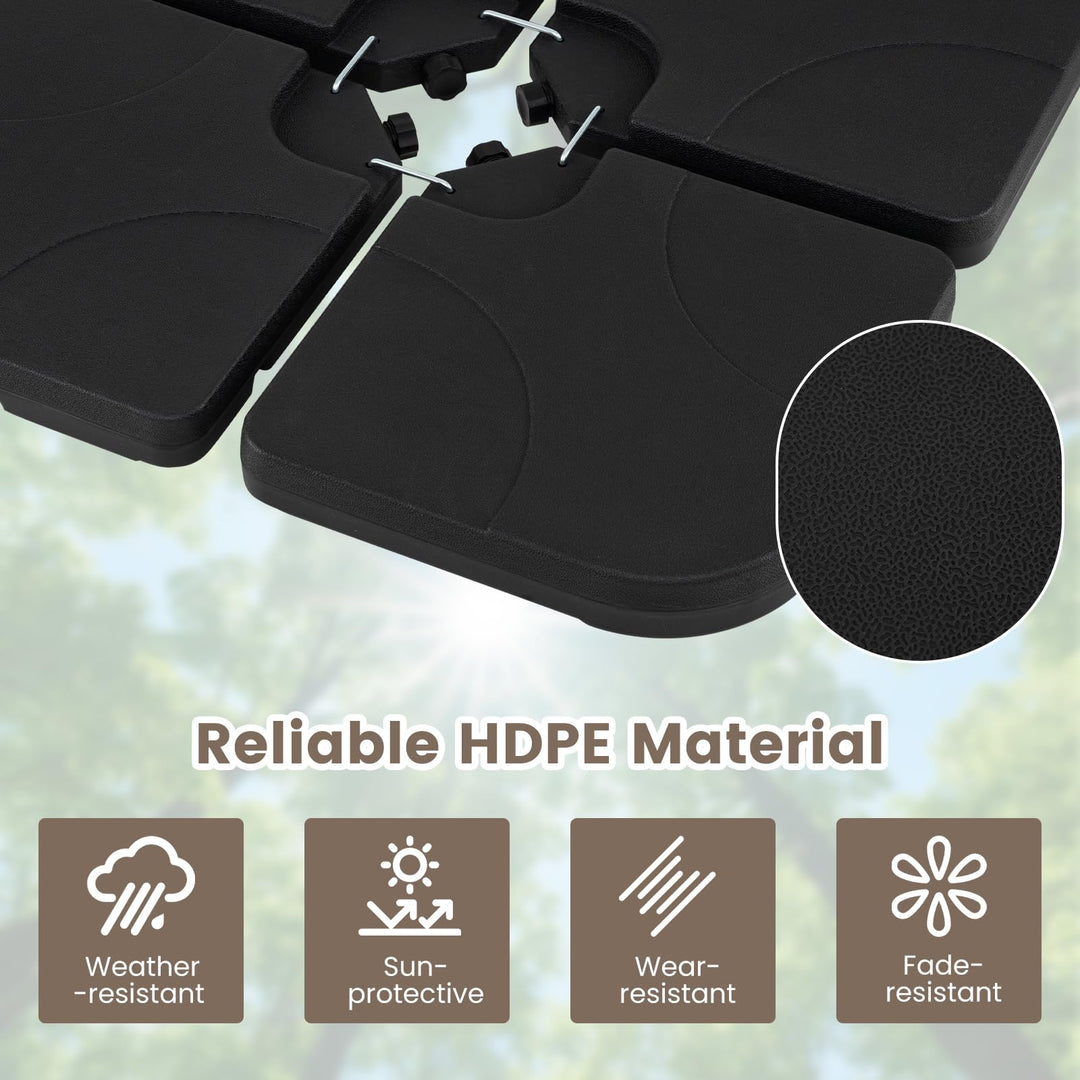Giantex 4-Piece Fillable Offset Umbrella Base | 238 lbs Heavy Duty HDPE Cantilever Patio Umbrella Stand