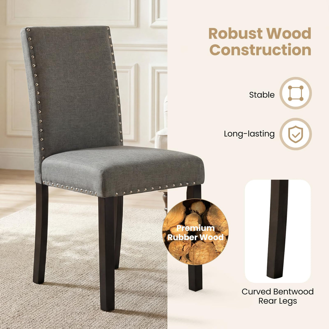 Giantex Wooden Dining Chairs Set of 2/4 with Bent Wood Legs