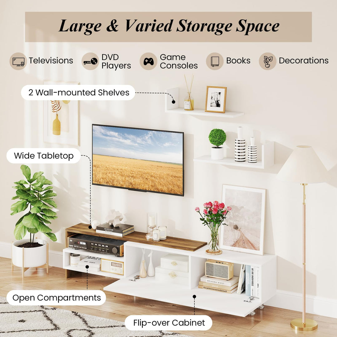 Giantex 80 Inch TV Stand and 2 Floating Shelves Set