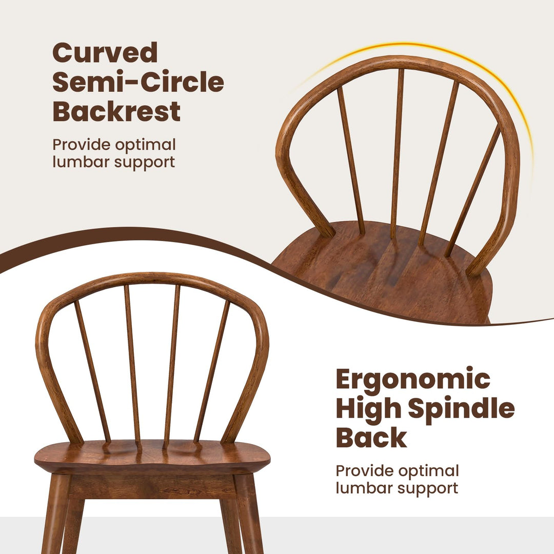 Giantex Wooden Dining Chairs Set of 2/4, Windsor Kitchen Chairs w/High Spindle Back & Rubber Wood Legs