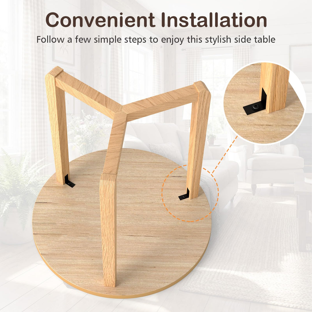 Giantex Round Side Table Set of 1/2  Compact Accent Bedside Night Stand for Living Room Bedroom
